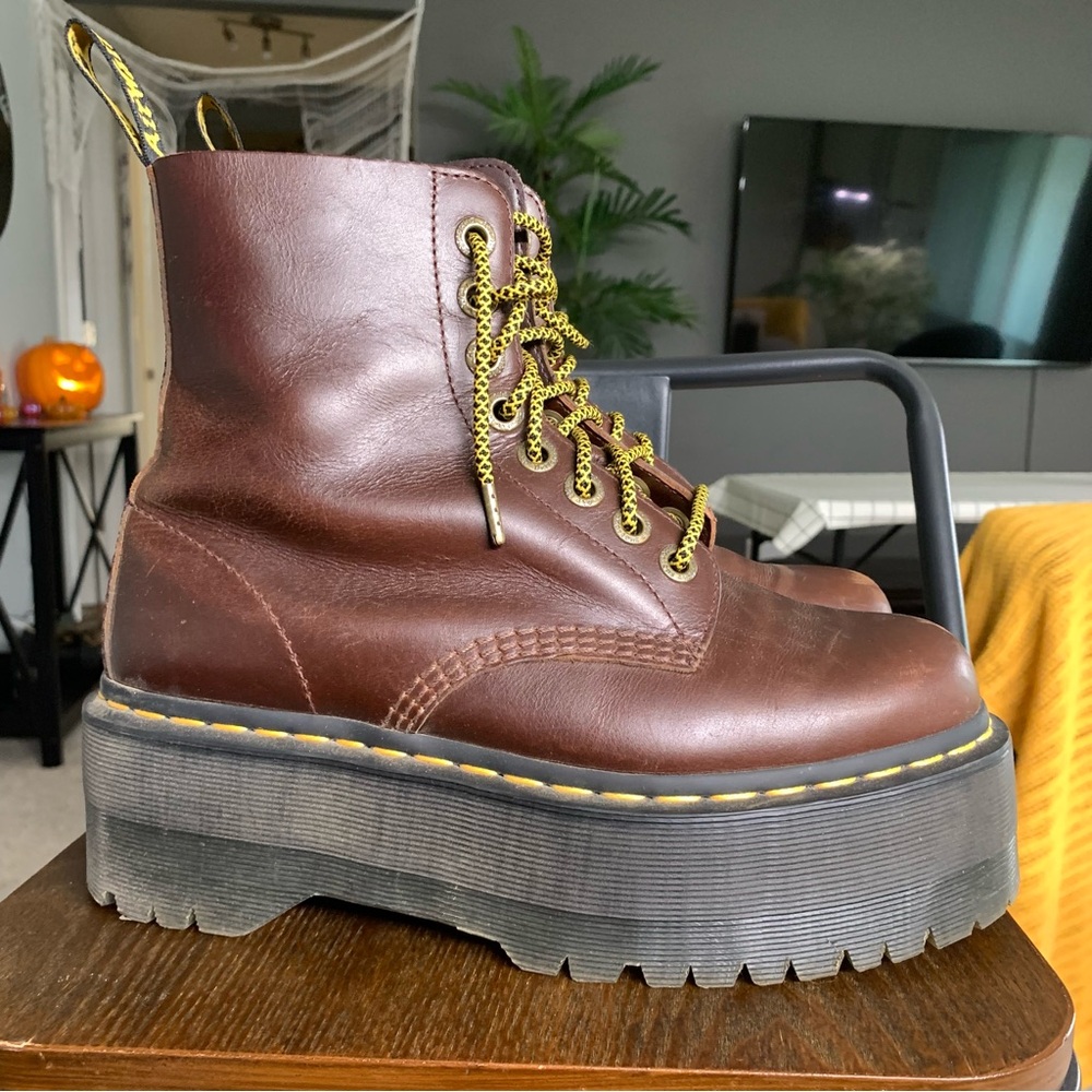 Dr. Martens Brown 1460 Pascal MAX Leather Platform Boots - Picture 4 of 8